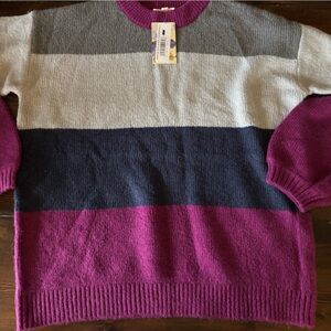 Eesome Colorblock Sweater - Magenta, Navy, Light Gray